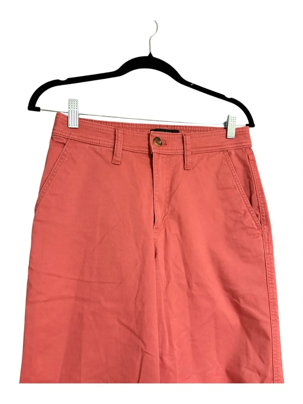 Banana Republic Wide-Leg High-Rise Cropped Pants Size 0 Coral Pink Raw Hem
